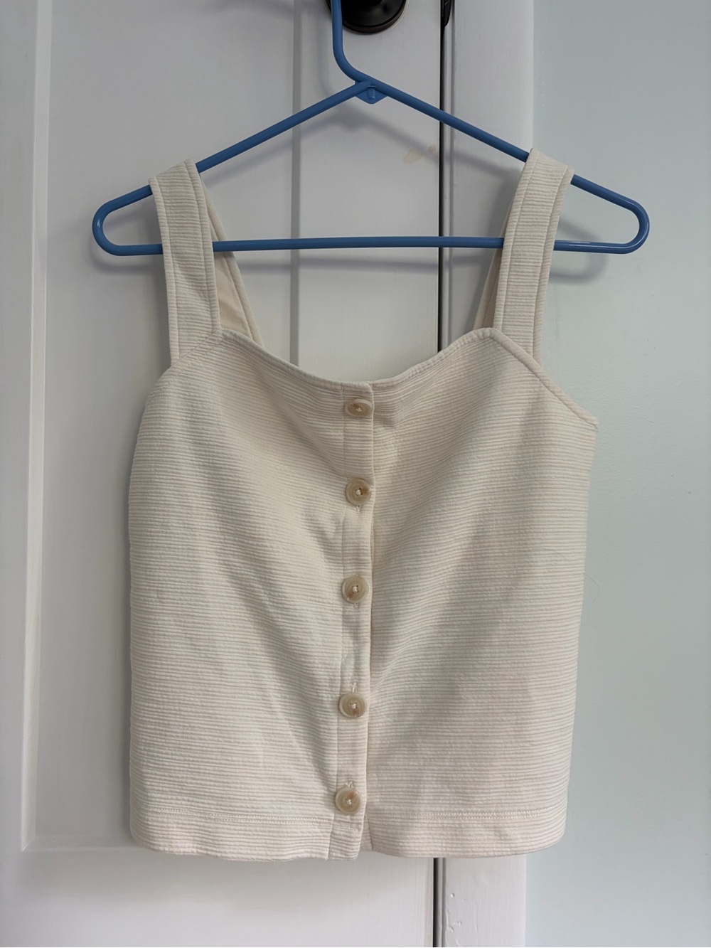 J. Crew Cream Button-Front Ribbed Tank